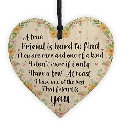 Image of RED OCEAN True Friend Friendship Sign Best Birthday Christmas Wood Heart Thank You