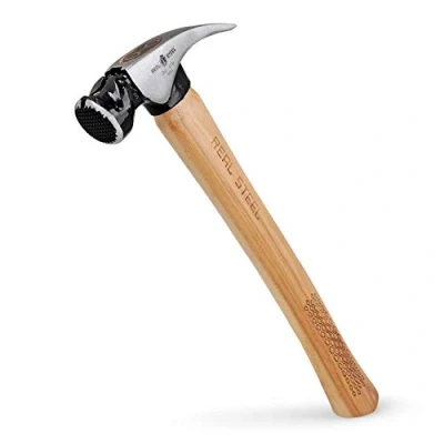 Image of REAL STEEL 22 Oz Hickory Magnetic Head Milled Face Framing Hammer with Rip Claw 0403