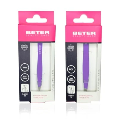 Image of Beter Set plucking tweezers Soft Touch in Purple, 2 pieces