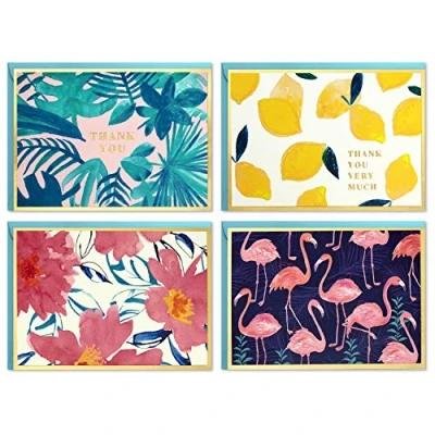 Image of Hallmark Boxed Thank You and Blank Cards Assortment (Four Assorted Tropical Designs, 40 Note Envelopes)