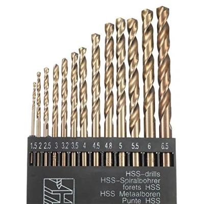 Image of HPMAISON True 5% Cobalt Drill Bit Set, 13Pcs M35 High Speed Steel Twist Bits 1.5mm 6.5mm, 135 Split Point Extremely Heat Resistant for Stainless Steel, Cast Iron, Hard Metal, Plastic, Wood