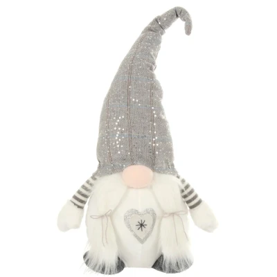 Image of Mr Crimbo Christmas Gonk Figure Fabric Decoration White Grey Gnome 64cm Heart