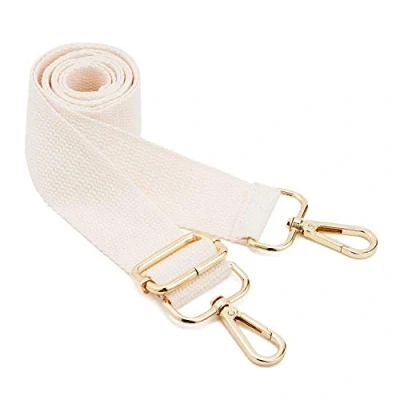 Image of Wide Shoulder Bags Strap,Adjustable Replacement Bag Strap with Metal Swivel Hooks Soft Canvas Purse Straps Belt Messenger Changeable For Crossbody Handbag(Gold Off white)