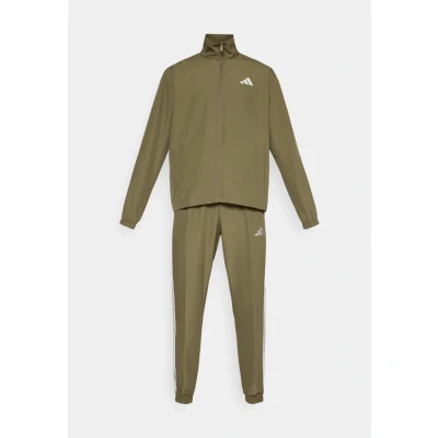 Image of adidas Sportswear Basic 3 Stripes SET Tracksuit, Men&#039;s, Size: Small, Olive strata