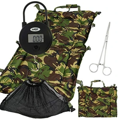Image of DNA LEISURE Camo DPM Carp Fishing Unhooking Beanie Landing Mat Sling Set With Digital Scale