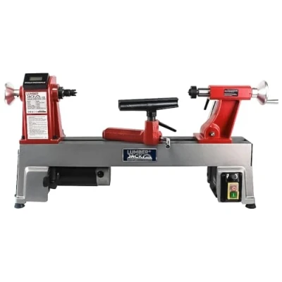 Image of LUMBER JACK 12 inch Wood Lathe Woodturning Machine with Variable Speed Digital Display and Cast Iron Base Mini Woodworking MT2 Tool