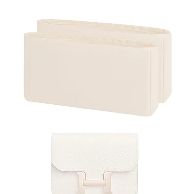 Image of XYJG Silk Bag Organiser Insert Fits Hermes Constacne 19/24 Bags, Luxury Handbag &amp;Tote Shaper (New Constance19, Craie)