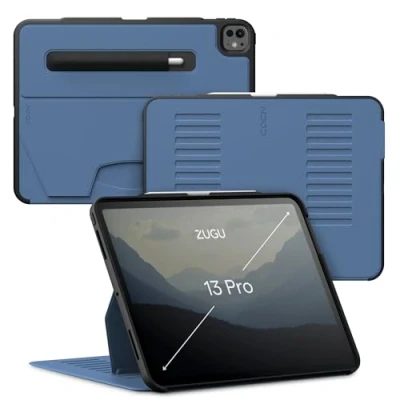 Image of ZUGU iPad Pro 13 Inch Case (M4) 2024 Ultra Slim Protective Cover Wireless Apple Pencil Charging Convenient 10 angle Magnetic Stand &amp; Auto Sleep/Wake [ Slate Blue ]