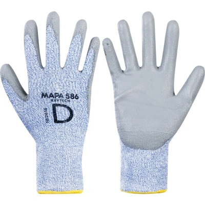 Image of KRYTECH 586 High Cut Resistant Gloves, Level 5 Protective Safety Work Gloves Construction Automotive Maintenance Mechanical Glass Industry, Blue Size 6 XS (1 Pair)