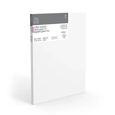 Image of Winsor &amp; Newton 6205028 Professional Stretcher Frame Fine Grain Canvas with 280 g/m² 100% Cotton Triple Primed for Watercolour, Oil Paints, Acrylic Paints 40 x 50 cm