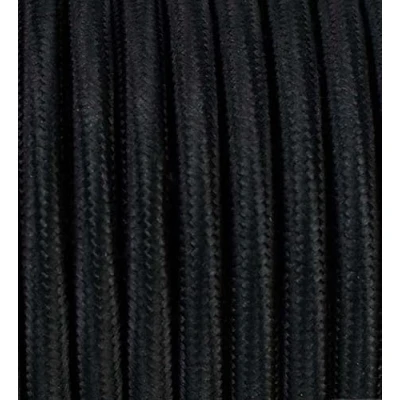 Image of 33FT 10 Metres 2 Core Braided Textile Cable Vintage Fabric Pendulum Lamp 2x0.75mm² x 0.75 mm² Black Round