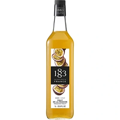 Image of 1883 Maison Routin Premium Passion Fruit Syrup for Cocktails, Martinis, Mocktails, Smoothies, Iced Coffee Glass 1L