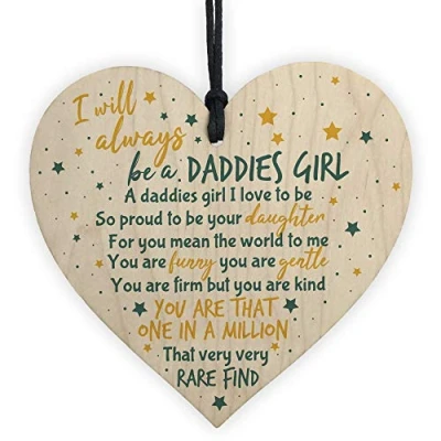 Image of RED OCEAN Daddy&#039;s Girl Wooden Heart Plaque FATHERS DAY Dad Daddy Gift For Him Daughter Son Thank You Sign