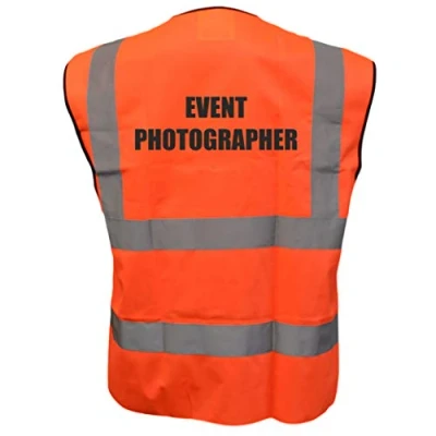 Image of Orange Hi Vis Vest EVENT PHOTOGRAPHER Waistcoat Safety XXX Large