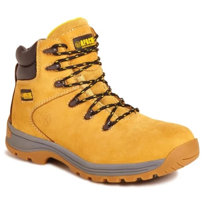Image of Apache Nubuck Safety Hiker Boot Brown Size 11 UK Premium Water Resistant Leather Steel Toe Cap Composite Midsole Protection Padded Comfort