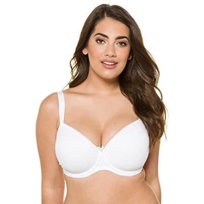 Image of Ulla Popken Women&#039;s Underwired Bra, Soft Cup Non Padded Wired Bra White 46D
