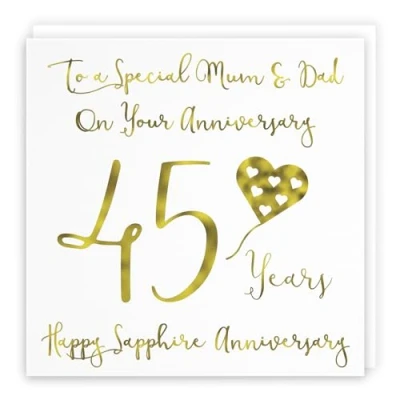 Image of Hunts England Mum And Dad Parents 45th Anniversary Card To A Special &amp; On Your 45 Years Happy Sapphire Milano Collection