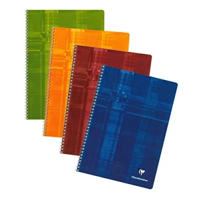 Image of Clairefontaine Wirebound Notebooks, A4, Squared, 90g, 50 Sheets Assorted Colours, Pack of 10
