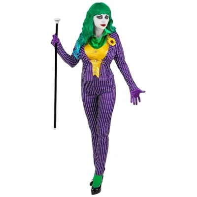 Image of W WIDMANN MILANO Party Fashion Evil Clown Costume for Women, Clown, Circus, Jester, Joker, Horror, Psycho, Halloween, Carnival, Theme Parties