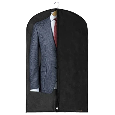 Image of Hangerworld 40 Inch Black Breathable Suit Garment Dress Clothes Cover Protector Bag