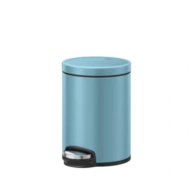 Image of EKO Eva Pedal Bathroom Bin Rubbish with Soft Close Lid Perfect for Bathroom, Bedroom &amp; Home, Titanium Blue (5 Litre)