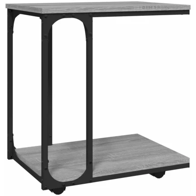 Image of vidaXL Side Table with Wheels Grey Sonoma 50x35x55.5cm Engineered Wood