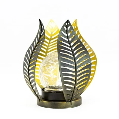 Image of Gardenwize Solar Powered Metal Tulip Flower with LED Crackle Ball, No Running Costs Energy Efficient, On Demand H:21cm W:15.5cm (GW421)