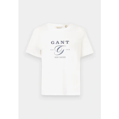 Image of GANT REG Graphic Print Tshirt, Women&#039;s, Size: Large, White