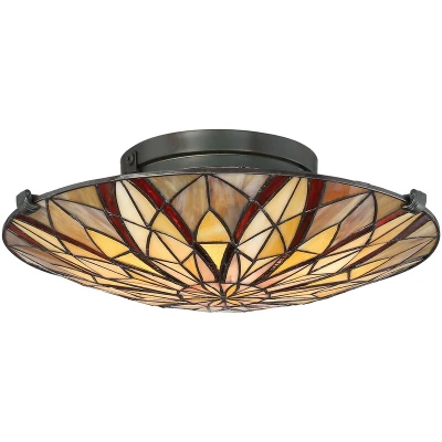 Image of Victory Tiffany Semi Flush, Valiant Bronze, E27