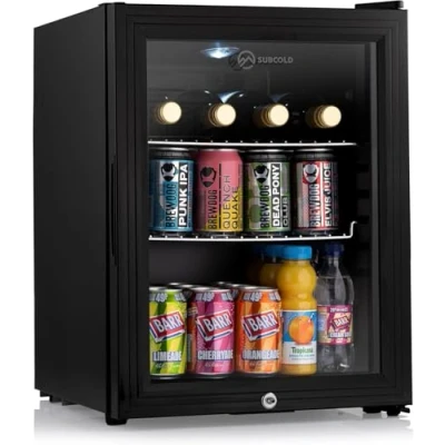 Image of Subcold Super35 LED Mini Fridge 35L Table Top Beer, Wine &amp; Drinks Energy Efficient with Dual Glazed Glass Door Black