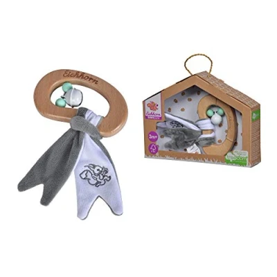Image of Eichhorn Baby Pure rattle made from FSC 100% certified beech wood, sustainable wooden toy, with crackling foil, BPA free, suitable for children the first months of life