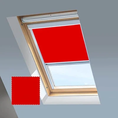 Image of Skylight Blinds For VELUX Roof Windows Blackout Blind Silver Aluminium Frame (M04, Red)