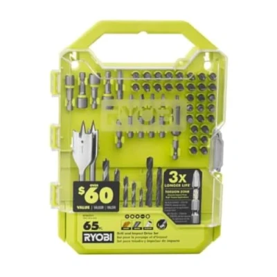 Image of RYOBI Screwdriver Drill and Impact Drive Bit Set (65 Piece) Bits A986501