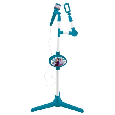 Image of Lexibook S150FZ Disney Frozen 2 Elsa Anna Olaf Microphone with Speaker and Lighting Stand, Auxiliary Jack to Connect Music, Blue/Purple