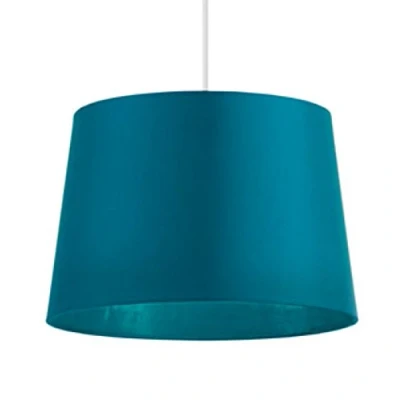 Image of Endon 12&quot; Tapered Faux Silk Shade With Reversable Gimbal Teal CORDELIA 12TE L