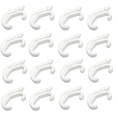 Image of Merriway BH03644 (30 Pcs) White Plastic Curtain Track Rail Gliders Hooks to Fit Swish Valance Pack of 30 Pieces
