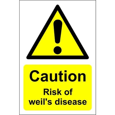 Image of Caution risk of weil&#039;s disease Warning safety sign 1.2mm Rigid plastic 300mm x 200mm