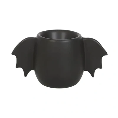 Image of Black Bat Wing Egg Cup Gothic Breakfast Holder for Halloween