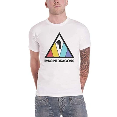 Image of Paradiso Clothing Imagine Dragons Triangle Unisex Print Tshirt, Size: Large, White