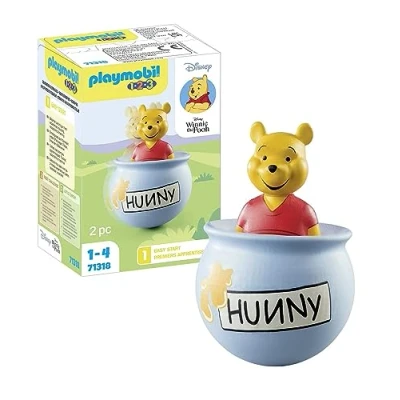 Image of Playmobil 71318 1.2.3 &amp; Disney: Winnie&#039;s Counter Balance Honey Pot, Winnie the Pooh, educational toys for toddlers, gifting toy and fun imaginative role play, playsets suitable ages 12 months+