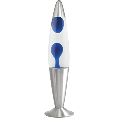 Image of Almineez Magic 16 Lamp Aluminium Soothing Colour Motion Wax and Liquid Novelty Retro Fun Gadget Gift for Home Bedroom Desk Table Decoration Mood Relaxation Light (Blue/Clear Liquid)