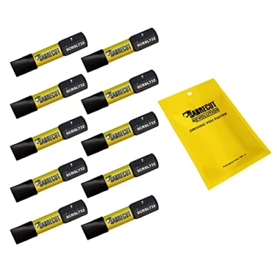 Image of 10 x SabreCut SCRSL732_10 32mm SL7 Slotted Magnetic Impact Screwdriver Driver Bits Set Single Ended Heavy Duty Compatible with Dewalt Milwaukee Bosch Makita and Others