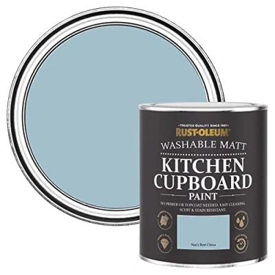 Image of Rust Oleum Blue Kitchen Cupboard Paint in Matt Finish Nan&#039;s Best China 750ML