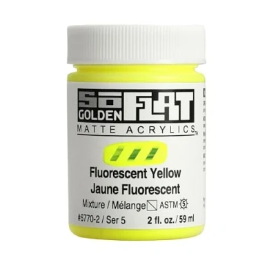 Image of Golden SoFlat Matte Acrylic Paint, 2oz jar, Fluorescent Yellow (6770 2)