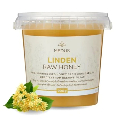 Image of Earthbreath Linden I Basswood Lime Raw Honey 900gr From Single Apiary Pure, Unpasteurised &amp; Unfiltered Natural Sweetener for Cooking, Coffee, Tea, Juice, Drinks, Food
