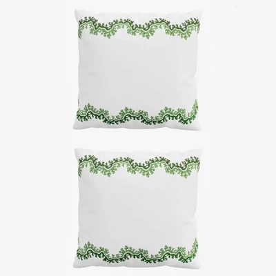 Image of Sanderson Sycamore &amp; Oak Pillow Case Pairs Square Botanical Green
