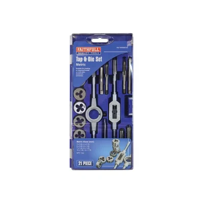 Image of Faithfull Metric Tap &amp; Die Set of 21 Carbon Steel FAITAPDSET21