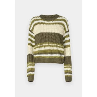 Image of Noisy May Nmcharlie Oneck Stripe Jumper, Women&#039;s, Size: 8, Green