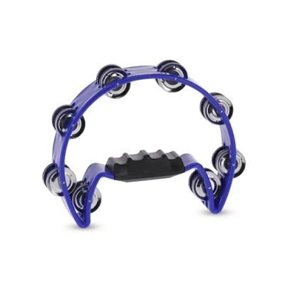 Image of GEWA jingle wreath half moon 16 pairs of chrome plated jingles double row color blue