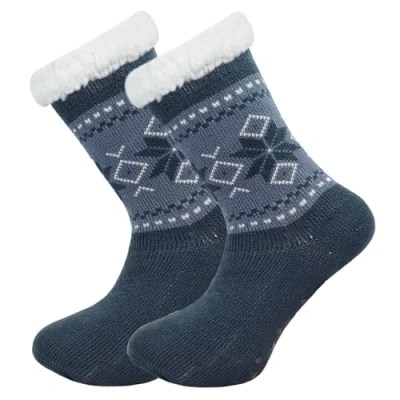 Image of SOCK TEC Mens Thermal Socks 4.8 Tog Sherpa Fleece Lining Winter Warm Thick Gripper Sole Adults UK Size 6 11 (UK, Numeric, 6, 11, Regular, Option 6)